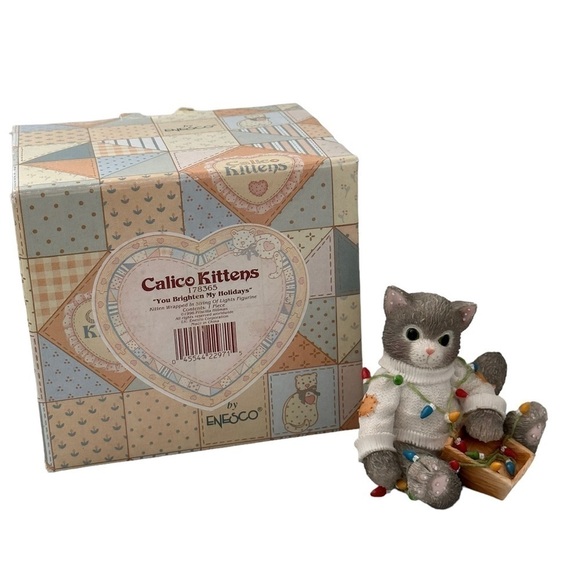 Calico Kittens 'You Brighten My Holidays’ Figurine - Picture 1 of 7